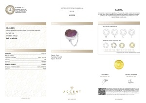 Certificat AGL GEMS Inel cu ametist sculptat si diamante naturale aur 14k