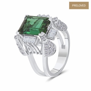 Inel din platină cu turmalină naturală de 4.07 ct și diamante naturale de 1.16 ct