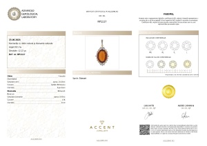 Certificat Gemologic Agl Pandantiv din argint cu citrin natural și diamante naturale RP1117
