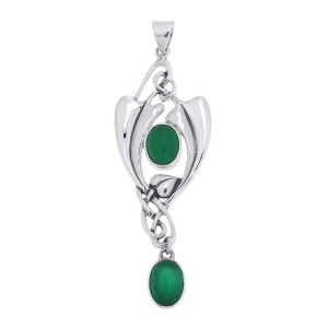 Pandantiv din argint cu onix verde