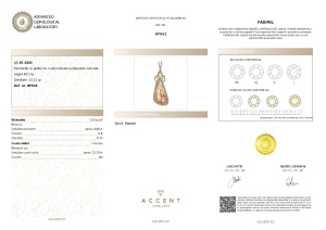 Certificat Gemologic Agl Pandantiv din argint cu piatră de cuarț naturală și diamante naturale RP943