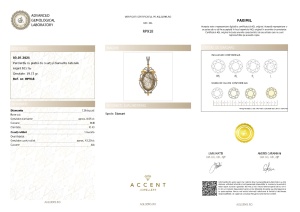 Certificat Gemologic Agl Pandantiv din argint cu piatră de cuarț naturală și diamante naturale RP918