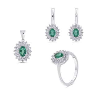 Set din aur de 18k cu diamante naturale de 1.44 ct și smaralde naturale de 1.49 ct