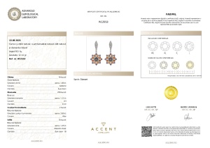 Certificat Gemologic Agl Cercei din argint cu citrin natural, cuarț turmalinat natural, iolit natural și diamante natural RC2553