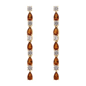 Cercei din argint cu citrin si cubic zirconia