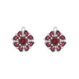 Cercei din argint cu rodolit si cubic zirconia