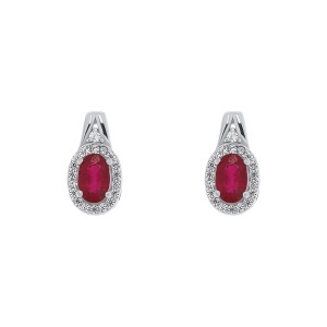 Cercei din argint cu rubine și cubic zirconia