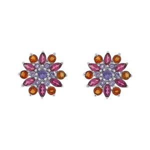 Cercei din argint cu tanzanite, citrine, granate