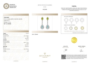 Certificat Gemologic Agl Cercei din argint cu topaz, peridot și diamante naturale RC2528