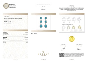 Certificat gemologic Agl Cercei din argint cu turcoaz natural și diamante naturale RC2648