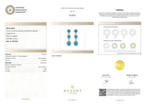 Certificat Gemologic Agl Cercei din argint cu turcoaz și diamante naturale RC2552