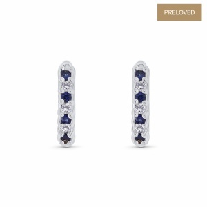 Cercei din aur de 18k cu diamante naturale de 0.18 ct și safire naturale de 0.28 ct