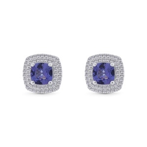 Cercei din aur de 18k cu diamante naturale de 0.36 ct și tanzanite naturale de 1.69 ct