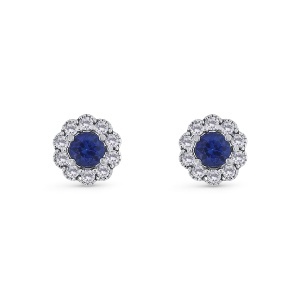 Cercei din aur de 18k cu safire naturale de 0.25 ct și diamante naturale de 0.43 ct