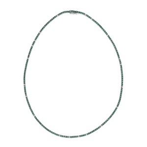 Colier din aur de 18k cu diamante naturale de 0.44 ct și smaralde naturale de 3.15 ct