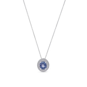 Colier din aur de 18k cu safir natural de 1.47 ct și diamante naturale de 0.19 ct