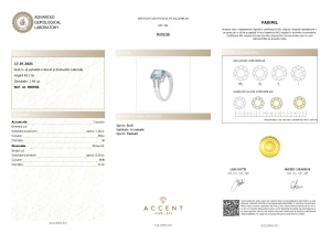 Certificat Gemologic Agl Inel din argint cu acvamarin natural și diamante naturale RI8936
