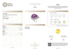 Certificat Gemologic Agl Inel din argint cu ametist natural și diamante naturale RI9794