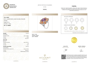 Certificat Gemologic Agl Inel din argint cu granat natural, ametist natural și diamante naturale RI9891