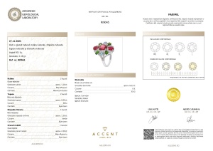 Certificat Gemologic Agl Inel din argint cu granat natural, rubin natural, diopsid chrome natural, topaz natural și diamante naturale RI9045