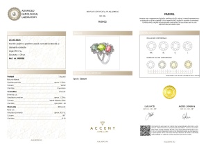 Certificat Gemologic Agl Inel din argint cu peridot natural, turmalină naturală și diamante naturale RI8902