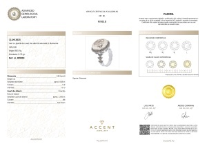 Certificat AGL GEMS Inel cu cuart natural si diamante naturale argint 925