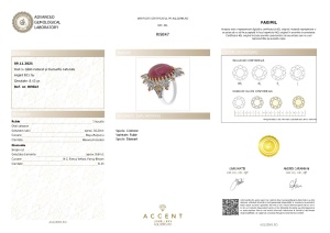 Certificat Gemologic Agl Inel din argint cu rubin natural și diamante naturale RI9847