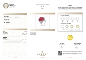 Certificat Gemologic Agl Inel din argint cu rubin natural și diamante naturale RI8819