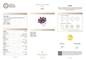 Certificat Gemologic Agl Inel din argint cu rubin natural, tanzanit natural, diopsid natural și diamante naturale RI8831