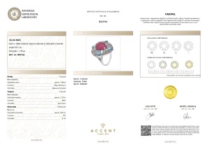 Certificat Gemologic Agl Inel din argint cu rubin natural, topaze naturale și diamante naturale RI9744