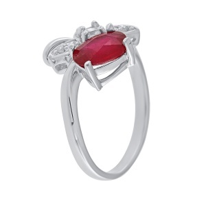 Inel din argint cu rubin și cubic zirconia
