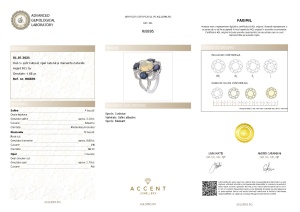 Certificat gemologic Agl Inel din argint cu safir natural, opal natural și diamante naturale RI8895