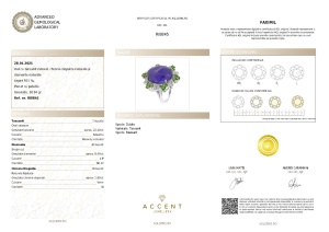 Certificat Gemologic Agl Inel din argint cu tanzanit, chrome diopsid și diamante naturale RI8845