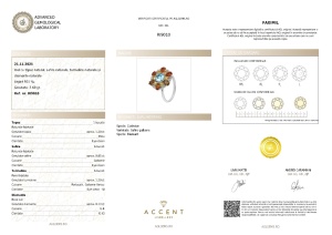 Certificat Gemologic Agl Inel din argint cu topaz natural, safir natural, turmalină n aturală și diamante naturale RI9010