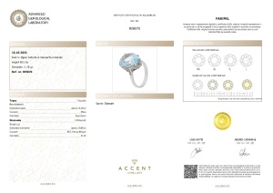 Certificat Gemologic Agl Inel din argint cu topaz natural și diamante naturale RI9870