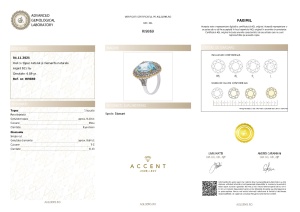 Certificat Gemologic Agl Inel din argint cu topaz natural și diamante naturale RI9869