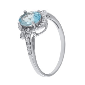 Inel din argint cu topaz și cubic zirconia