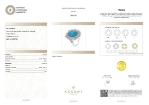 Certificat AGL GEMS Inel cu turcoaz si diamante naturale argint ri9789