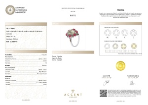 Certificat Gemologic Agl Inel din argint cu turmalină naturală, rubine naturale și diamante naturale RI9772