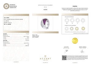 Certificat Gemologic Agl Inel din aur de 18k cu diamante naturale de 0.52 ct și ametiste naturale de 14.00 ct AI2608