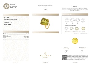 Certificat Gemologic Agl Inel din aur de 18k cu lemon cuarț natural de 47.80 ct AI2256