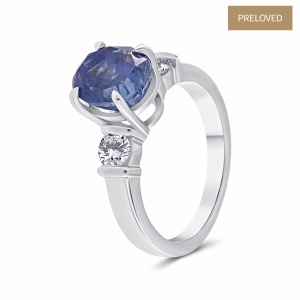 Inel din platină cu safir natural de 4.55 ct și diamante naturale de 0.50 ct