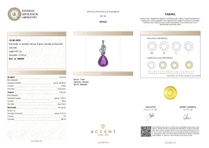 Certificat Gemologic Agl Pandantiv din argint cu ametist natural, topaze naturale și diamante naturale RP899