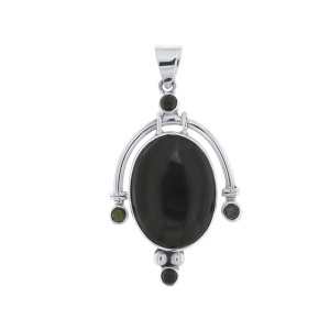 Pandantiv din argint cu onix, peridot și topaz
