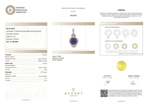 Certificat Gemologic Agl Pandantiv din argint cu tanzanit natural, piatra lunii naturală și diamante naturale RP1004
