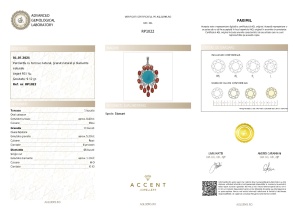 Certificat Gemologic Agl Pandantiv din argint cu turcoaz natural, granat natural și diamante naturale RP1022