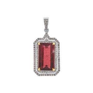 Pandantiv din argint cu turmalină naturală și diamante naturale