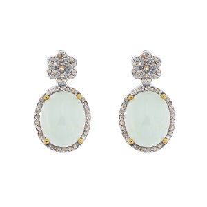 Cercei din argint cu acvamarine naturale și diamante naturale