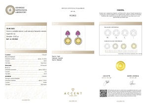 Certificat Gemologic Agl Cercei din argint cu ametist natural, cuarț natural și diamante naturale RC2622