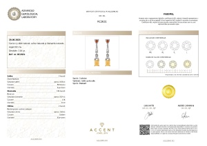 Certificat Gemologic Agl Cercei din argint cu citrin natural, safire naturale și diamante naturale RC2631